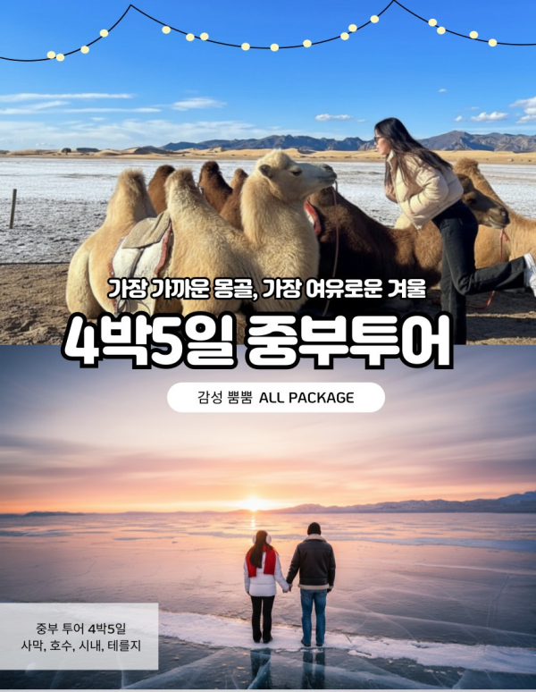[겨울몽골]4박5일 사막+호수+테를지+울란바토르